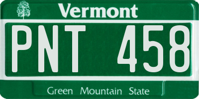 VT license plate PNT458