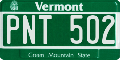 VT license plate PNT502