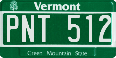 VT license plate PNT512
