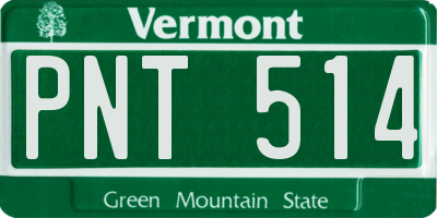 VT license plate PNT514
