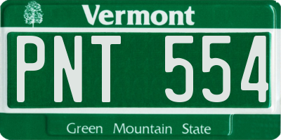 VT license plate PNT554
