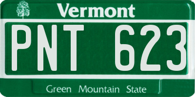 VT license plate PNT623
