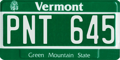 VT license plate PNT645