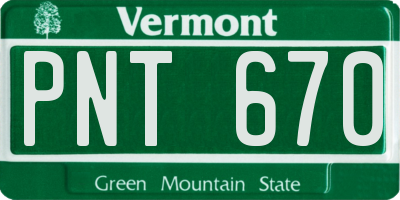 VT license plate PNT670