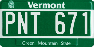 VT license plate PNT671