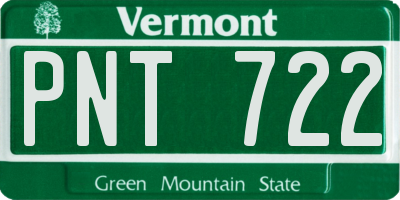 VT license plate PNT722