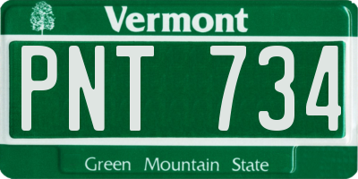 VT license plate PNT734