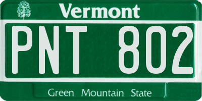 VT license plate PNT802