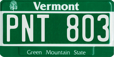 VT license plate PNT803