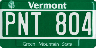VT license plate PNT804