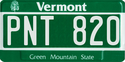 VT license plate PNT820