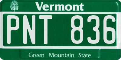 VT license plate PNT836