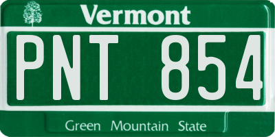 VT license plate PNT854