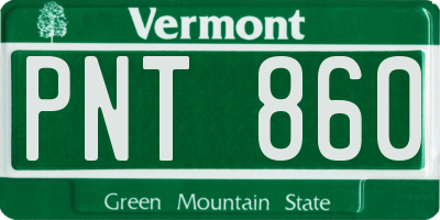 VT license plate PNT860