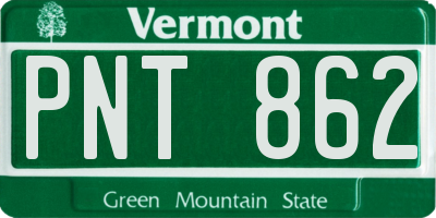 VT license plate PNT862