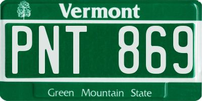 VT license plate PNT869