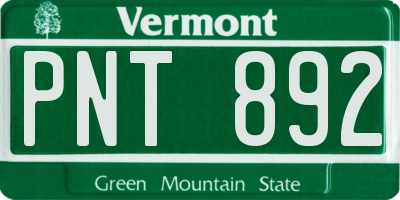 VT license plate PNT892