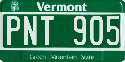 VT license plate PNT905