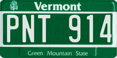 VT license plate PNT914