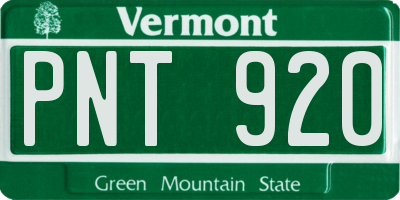 VT license plate PNT920