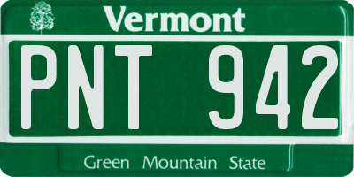 VT license plate PNT942