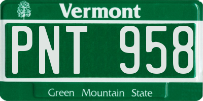 VT license plate PNT958