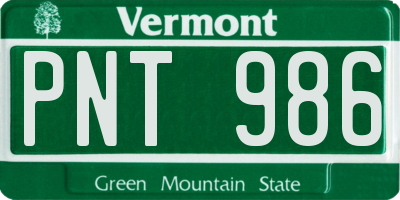 VT license plate PNT986