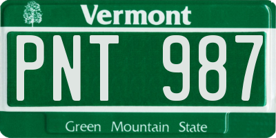 VT license plate PNT987
