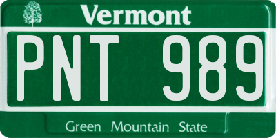 VT license plate PNT989