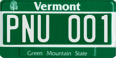 VT license plate PNU001