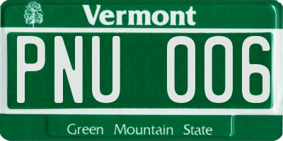 VT license plate PNU006