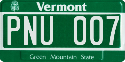 VT license plate PNU007