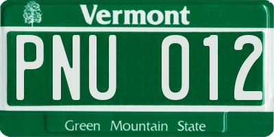 VT license plate PNU012