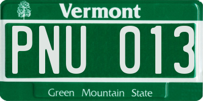 VT license plate PNU013