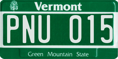 VT license plate PNU015