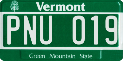 VT license plate PNU019