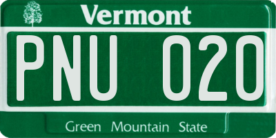 VT license plate PNU020
