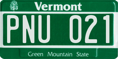 VT license plate PNU021
