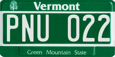 VT license plate PNU022