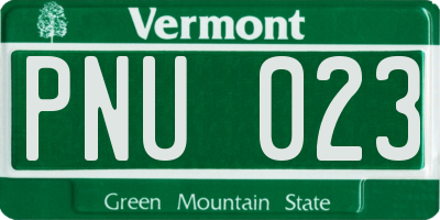 VT license plate PNU023