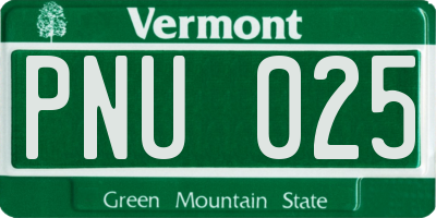 VT license plate PNU025