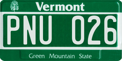 VT license plate PNU026