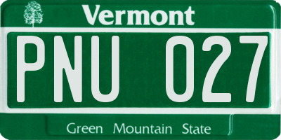 VT license plate PNU027