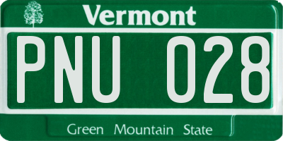 VT license plate PNU028