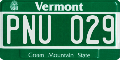 VT license plate PNU029