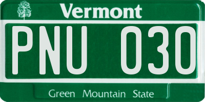 VT license plate PNU030
