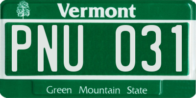 VT license plate PNU031