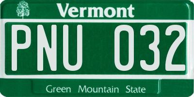 VT license plate PNU032