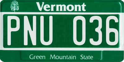 VT license plate PNU036