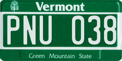 VT license plate PNU038